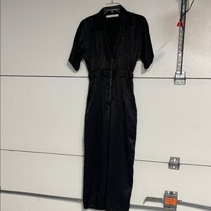 STILLWATER WOMENS BLACK ZIP UP JUMPSUIT SHORT SLEEVE XS